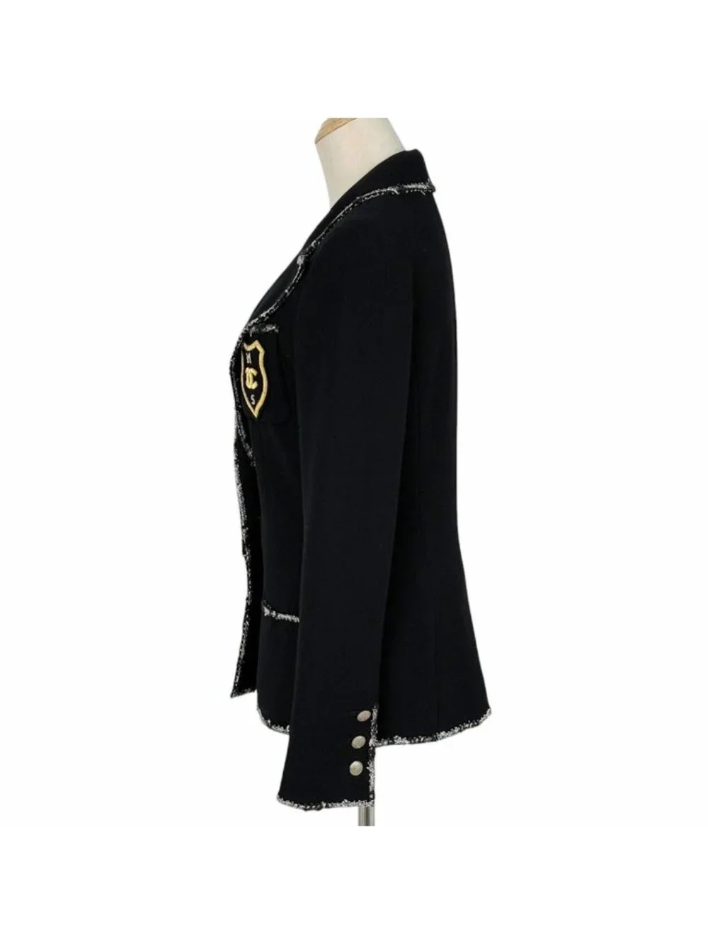 Chanel CC Logo Tailored Jacket Emblem 05c Outer Wool Black